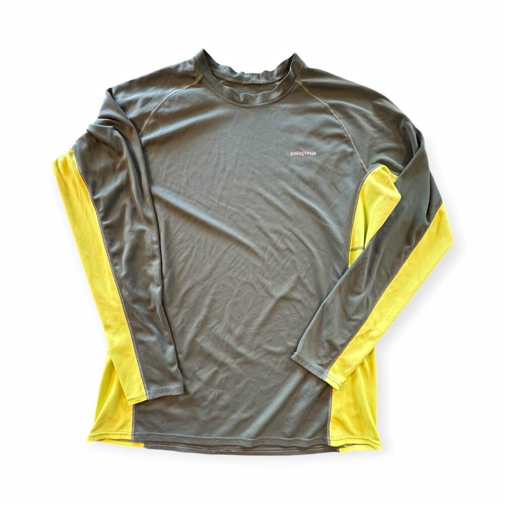 Patagonia Men’s XL Long Sleeve Performance Shirt green Colorblock Running